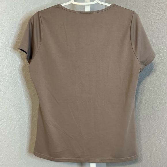 Willow & Root Women's Scoop Neck Lace Up Short Sleeve Taupe Top Size XL - Picture 2 of 8
